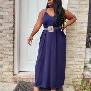 Navy blue sphegetti strap maxi dress